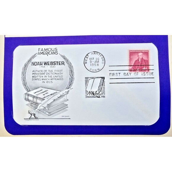 Noah Webster Author Of The Important Dictionary Written In The United States FDC - Picture 2 of 3